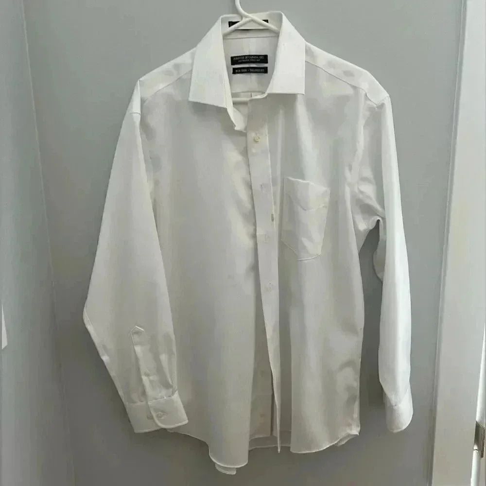 16.5” white button up dress shirt Belk’s Forsyth of Canada